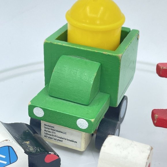 Devrian Global Industries 4 Piece Wood Toy Set Police Car Biplane Jet Dump Truck - Picture 4 of 9